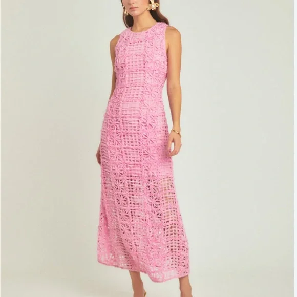 Endless Rose Pink Crochet Maxi Dress - Picture 1 of 5